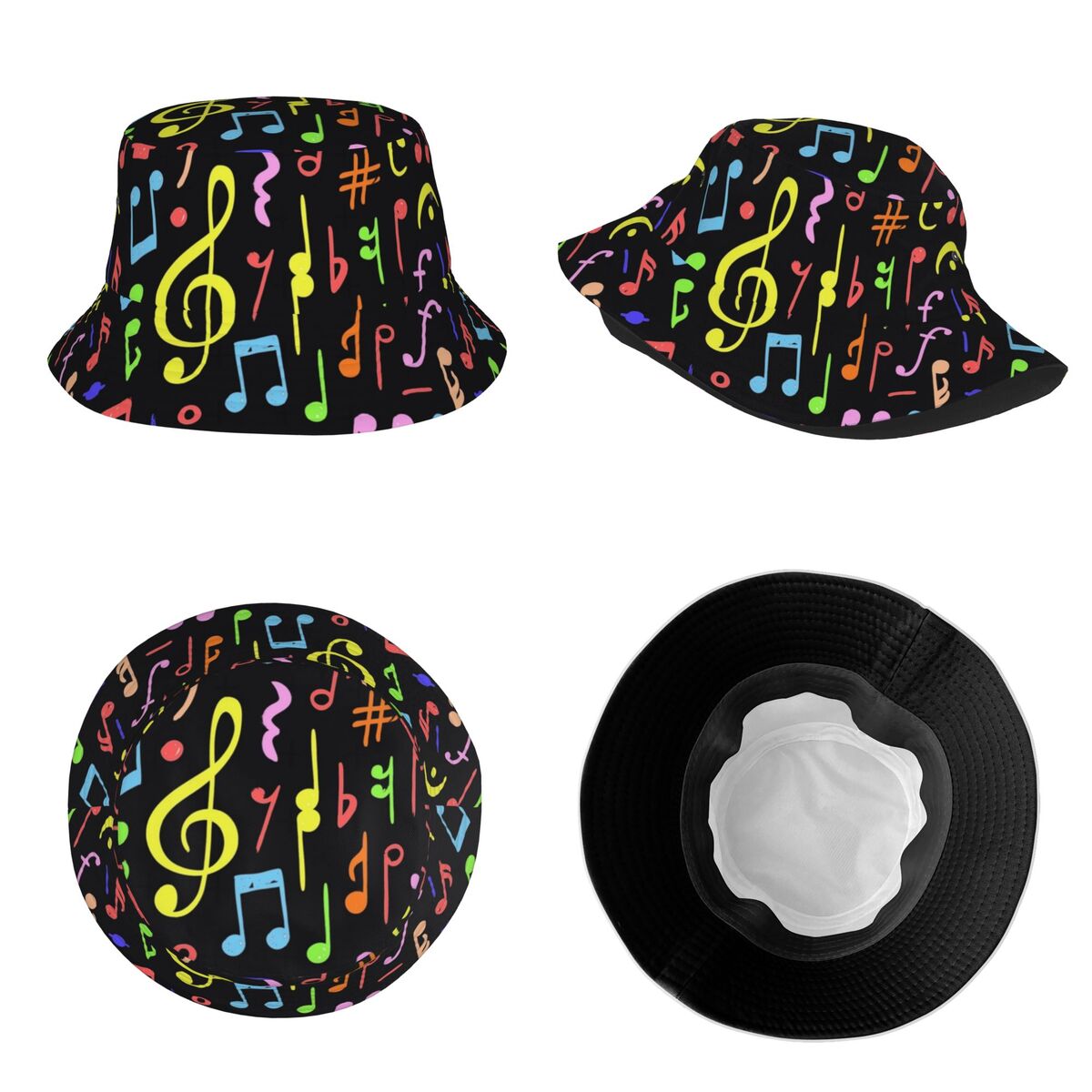 Colorful Music Note Bucket Hat