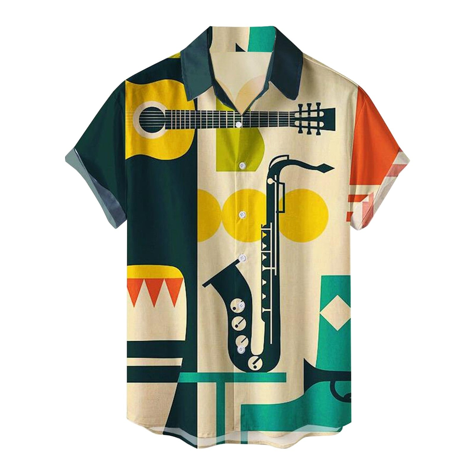 Guitar Saxophone Leisure Hawaiian Shirt - Artistic Pod