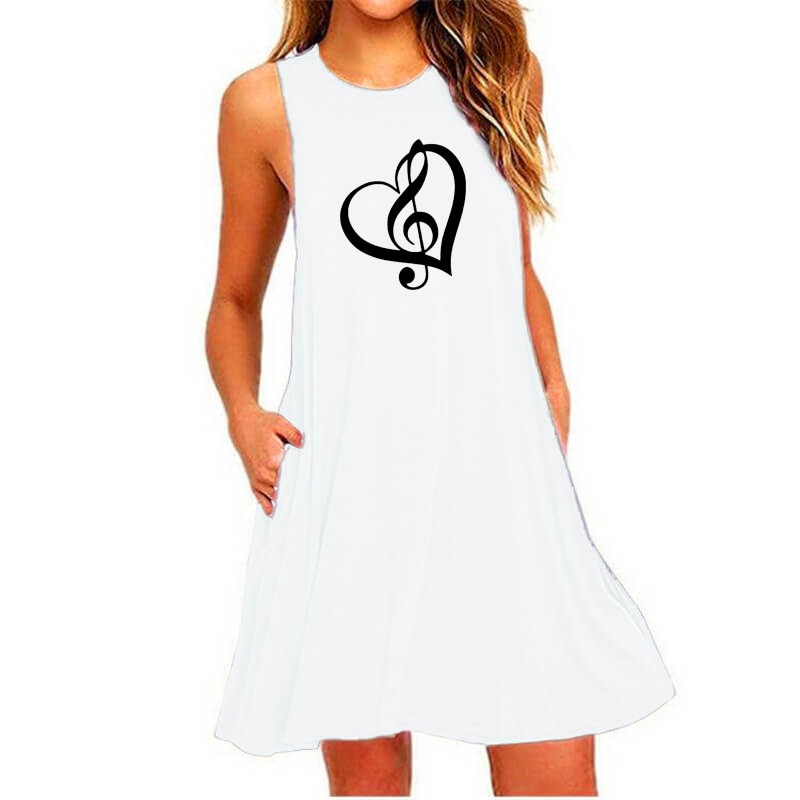 Music Notes Heart Pocket Dress - { shop_name }} - Review