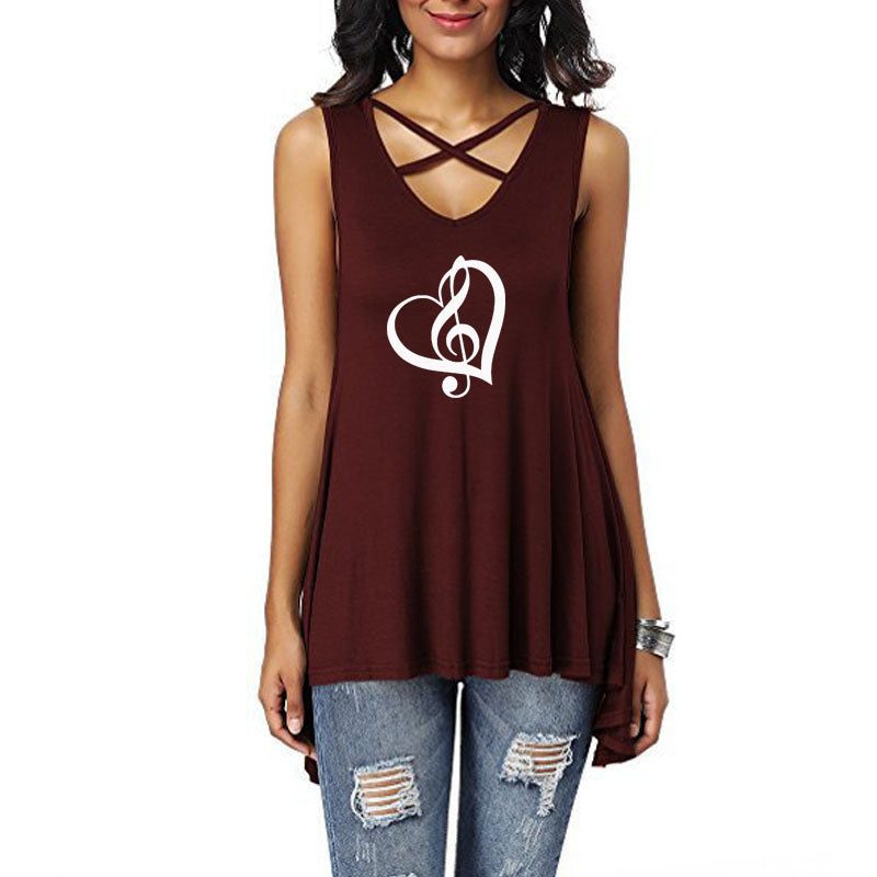Heart Treble Clef Sleeveless T-shirt