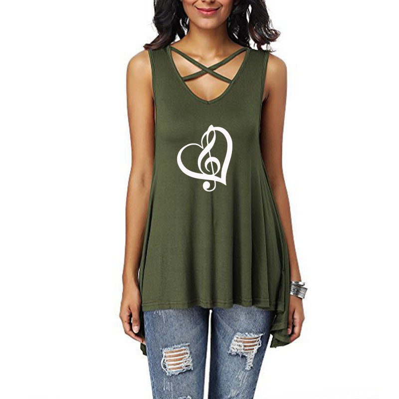 Heart Treble Clef Sleeveless T-shirt
