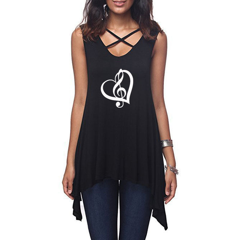 Heart Treble Clef Sleeveless T-shirt