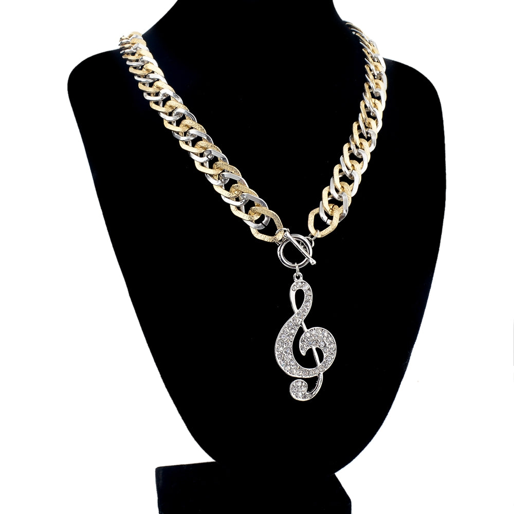 Crystal Music Note Pendant Necklace