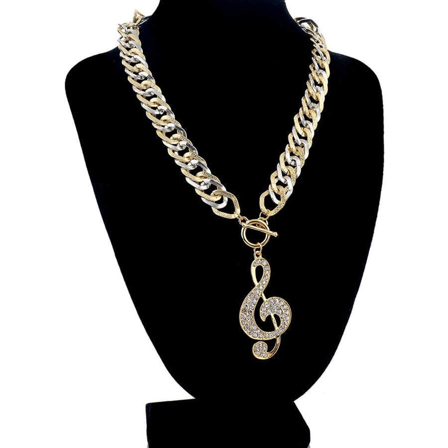 Crystal Music Note Pendant Necklace