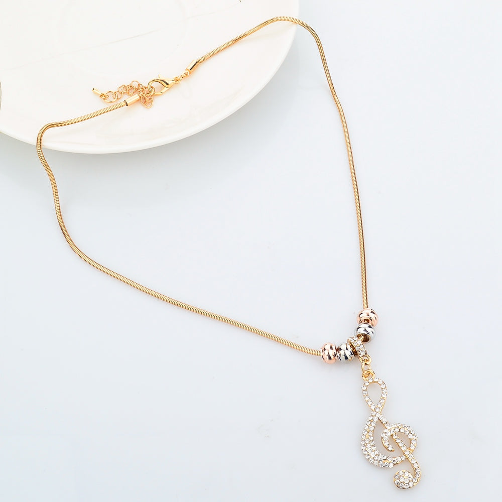 Crystal Treble Clef Pendant Necklace