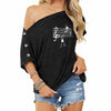 Music Notes Loose Shoulder T-shirt