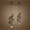 Matte Black Musical Notes Ceiling Light