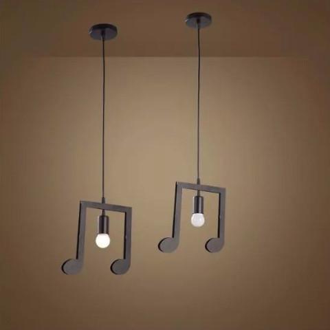 Matte Black Musical Notes Ceiling Light