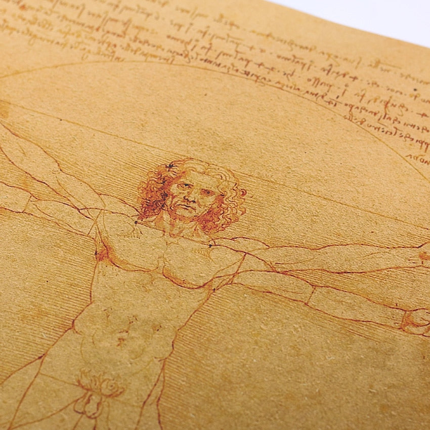Leonardo Da Vinci Manuscript Vitruvian Man Poster