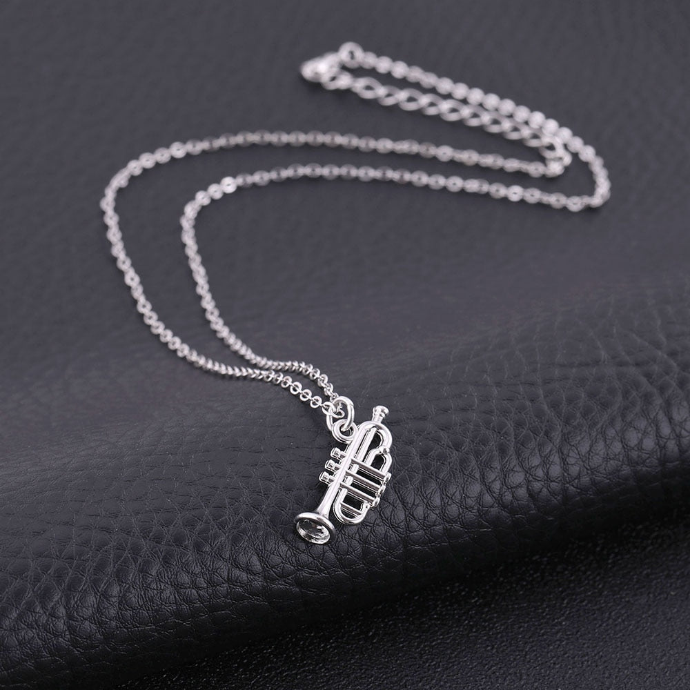Music Instrument Trumpet Pendant Necklace