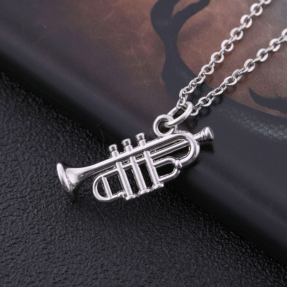 Music Instrument Trumpet Pendant Necklace