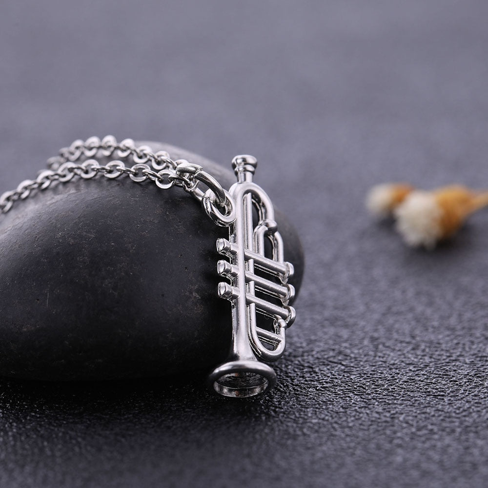 Music Instrument Trumpet Pendant Necklace