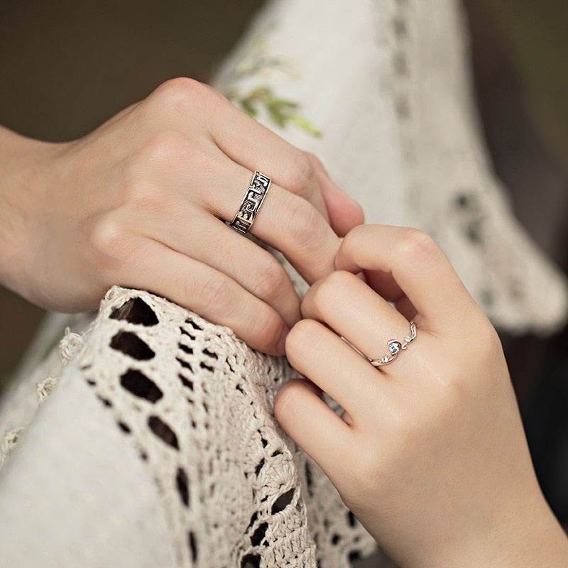 Authentic Silver Music Notes Couple Ring