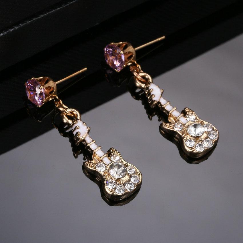 Guitar Rhinestone Stud Earrings