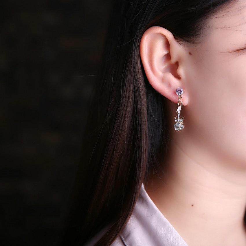 Guitar Rhinestone Stud Earrings