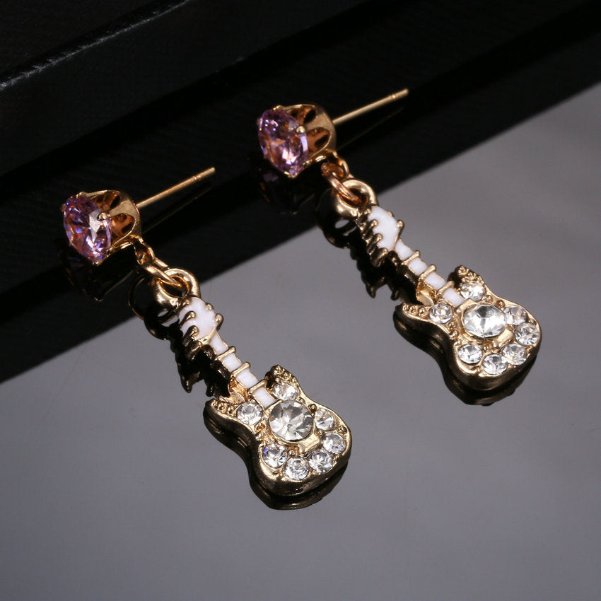 Free - Guitar Rhinestone Stud Earrings