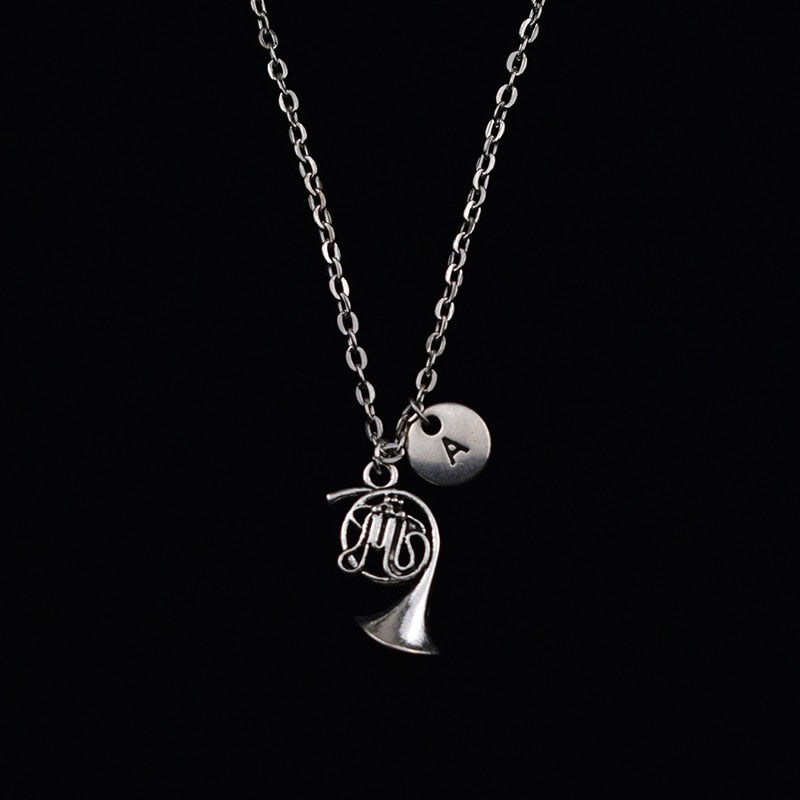 French Horn Letter Chain Necklace