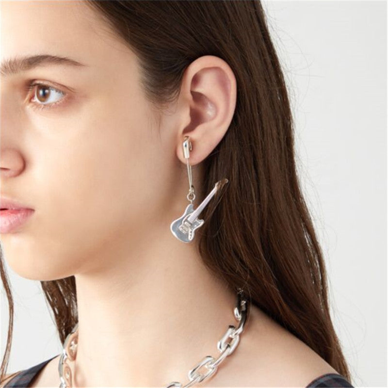 Pin Guitar Metal Dangle Earrings