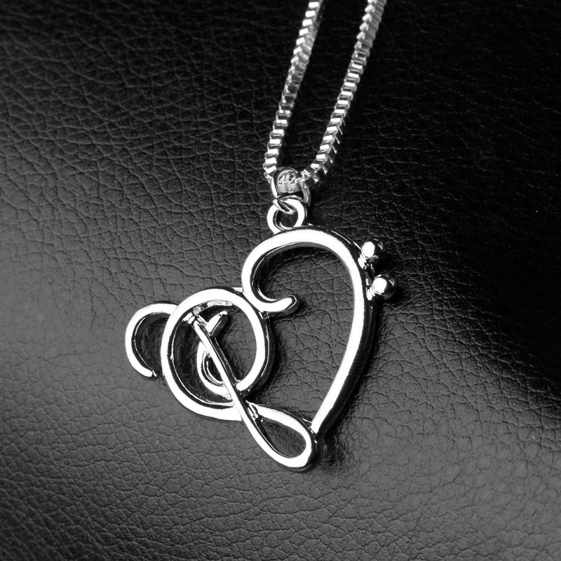 Free - Tiny Music Notes Heart Necklace