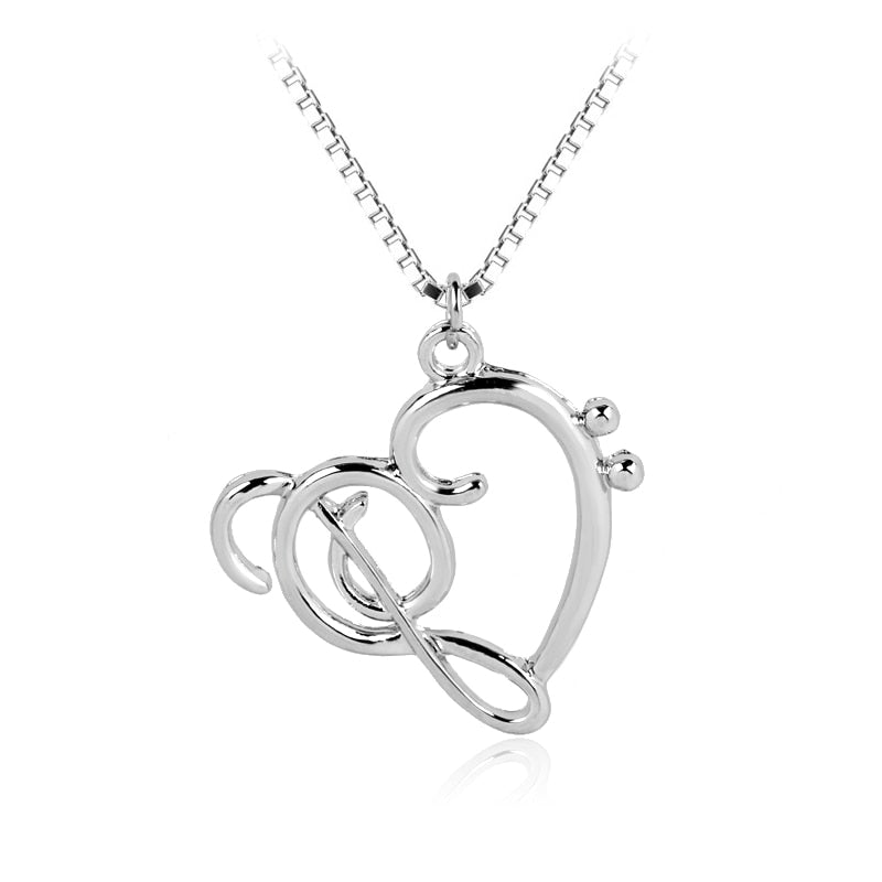 Free - Tiny Music Notes Heart Necklace