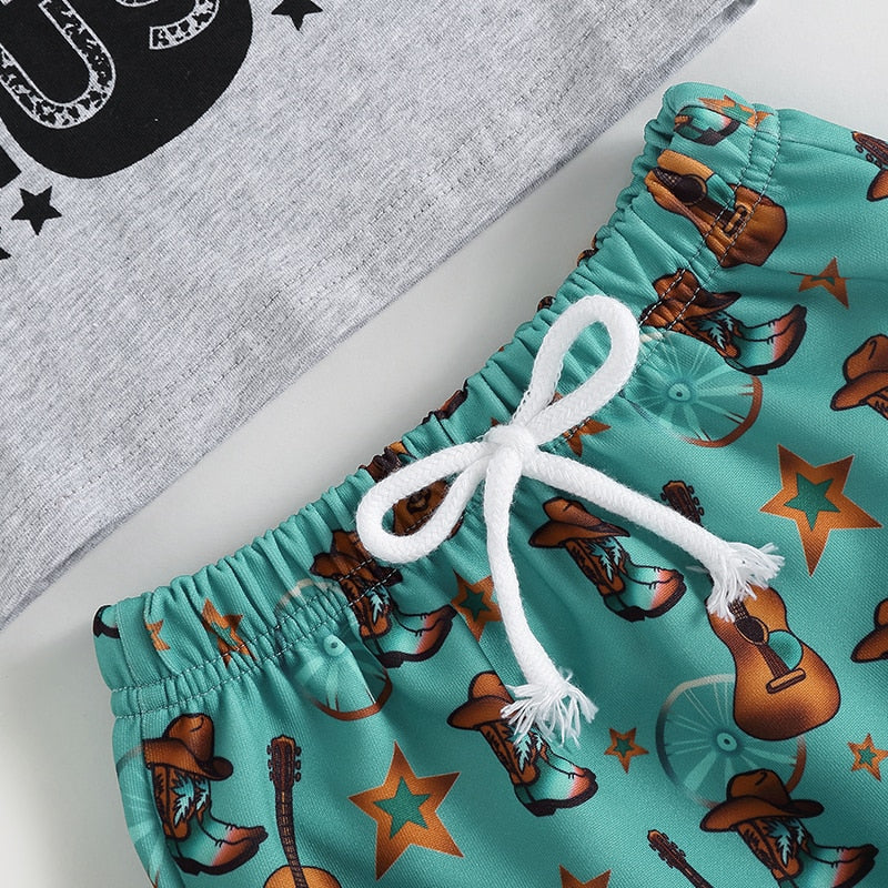 Guitar Print Toddler Baby T-shirt & Shorts