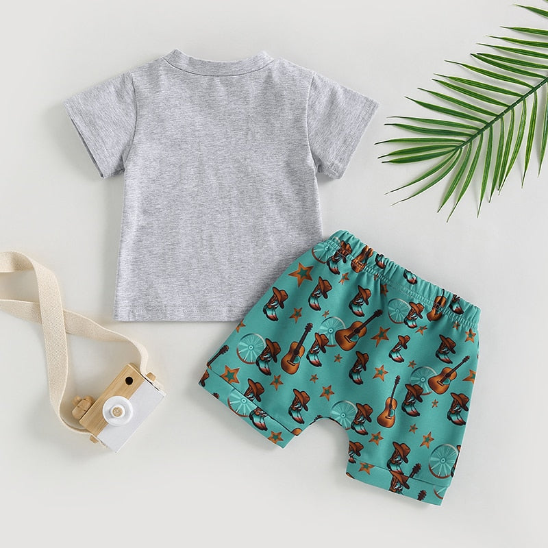 Guitar Print Toddler Baby T-shirt & Shorts