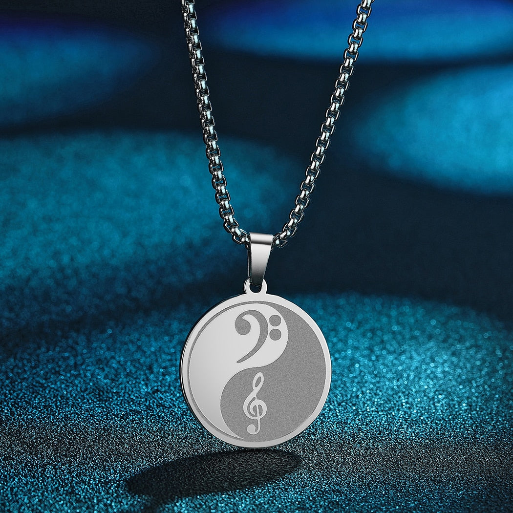 Yin Yang Music Clef Necklace