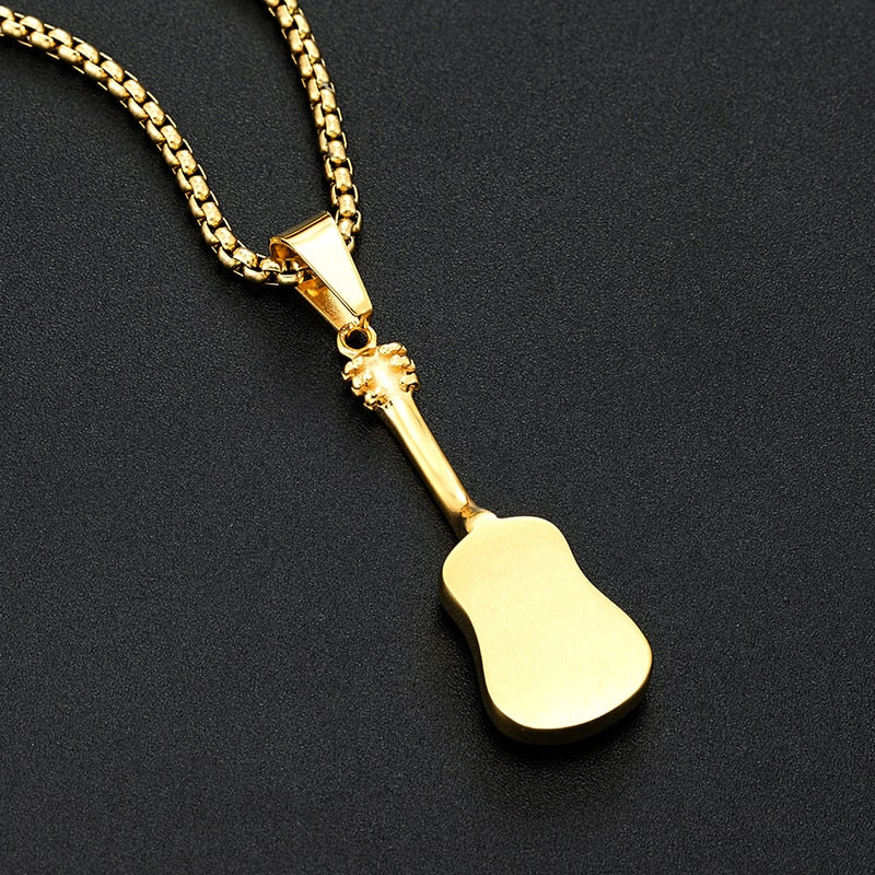 Guitar Rhinestone Pendant Necklace