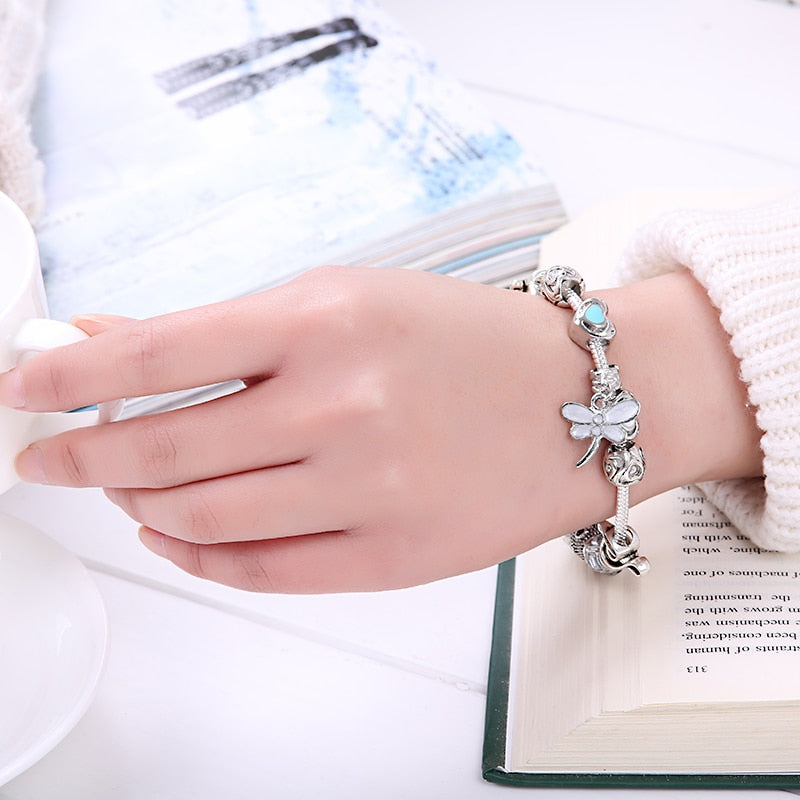 Music Notes Dragonfly Charms Bracelet