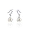 Silver Music Notes Pearl Earrings