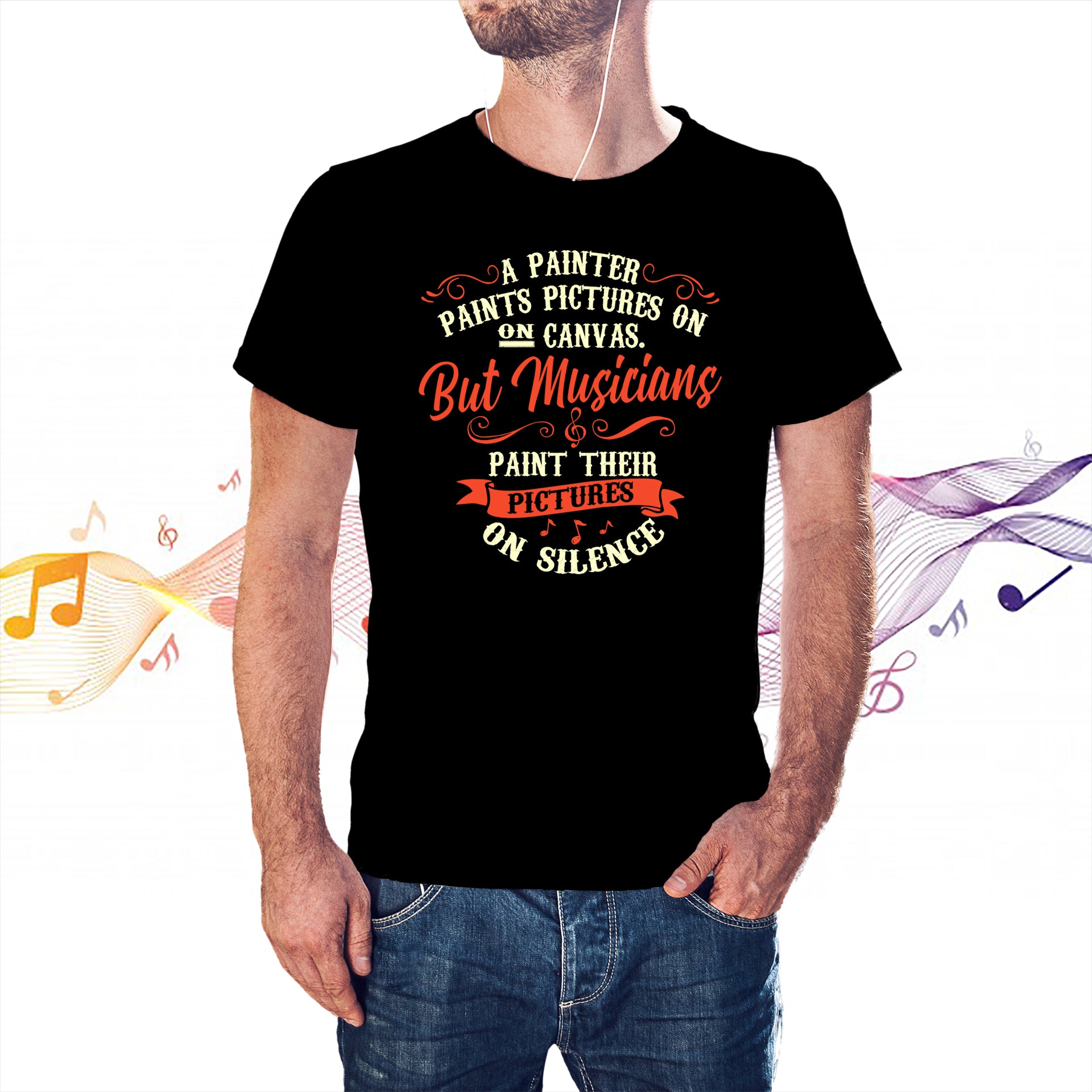 Musicians Paint Their Pictures On Silence T-shirt