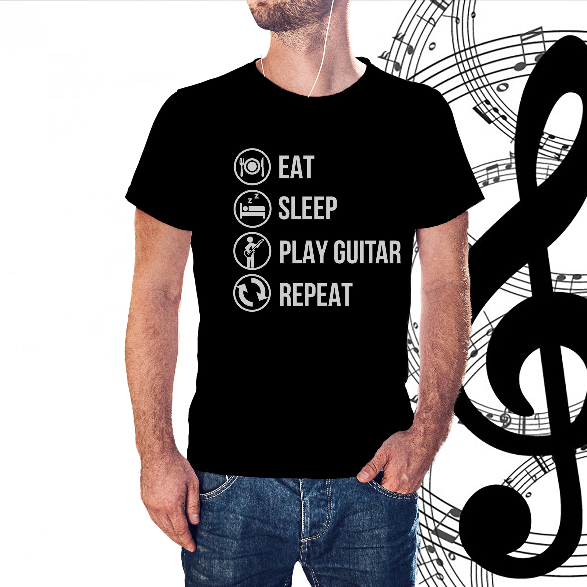 Eat Sleep Play Guitar Repeat T-shirt - Artistic Pod Review