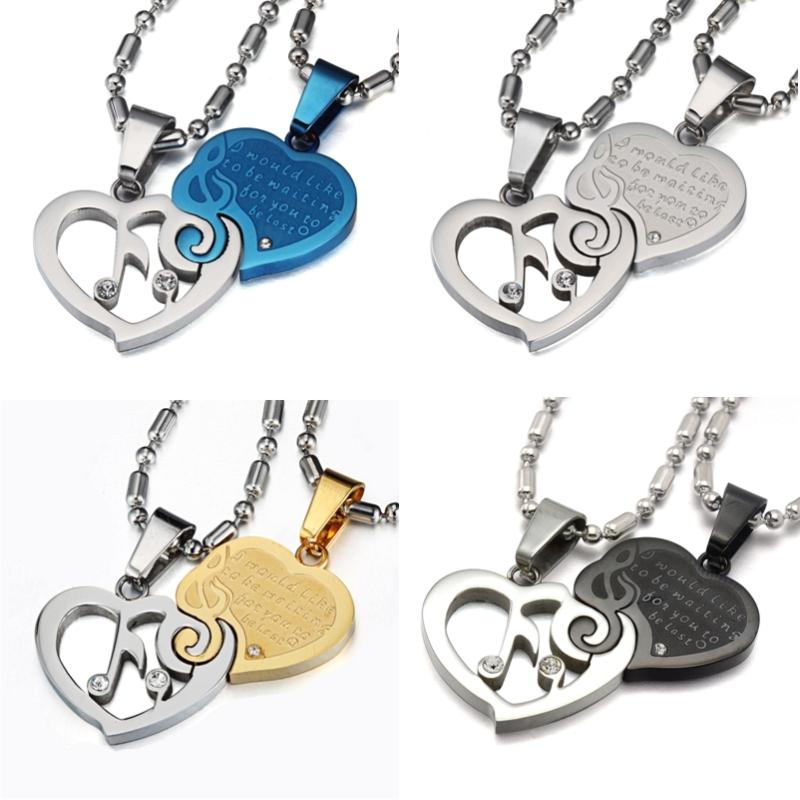 Couples Heart Musical Note Necklace Set - Artistic Pod Review