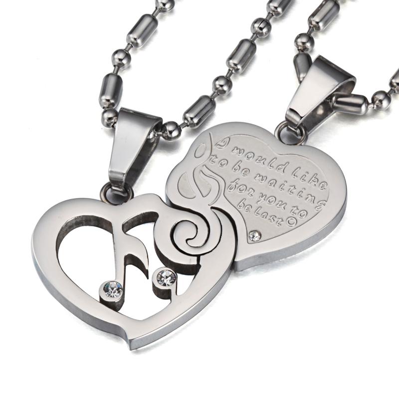 Couples Heart Musical Note Necklace Set - Artistic Pod Review