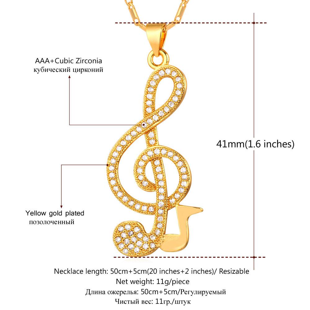 Music Note Zirconia  Pendant Necklace - Artistic Pod