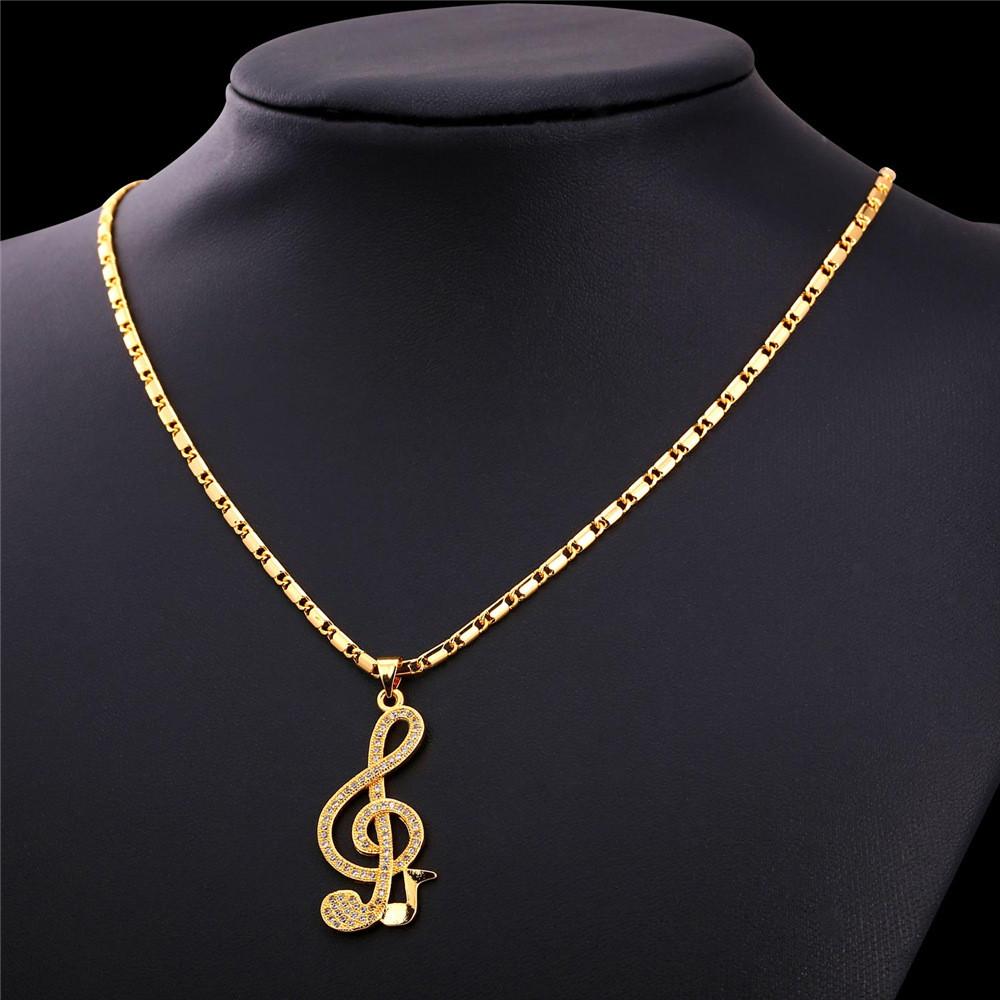 Music Note Zirconia  Pendant Necklace - Artistic Pod