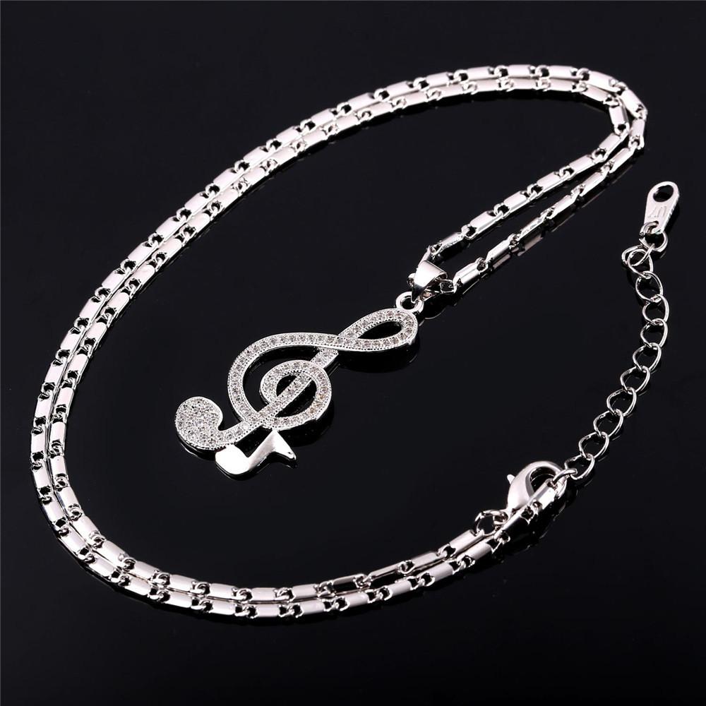 Music Note Zirconia  Pendant Necklace - Artistic Pod