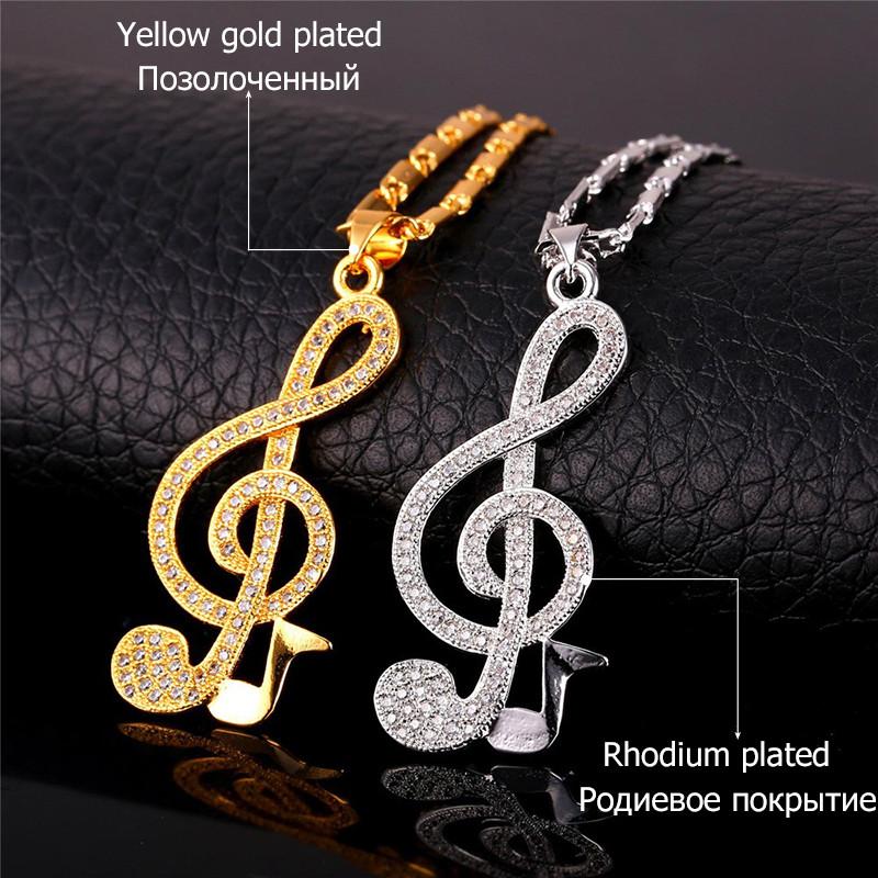 Music Note Zirconia  Pendant Necklace - Artistic Pod