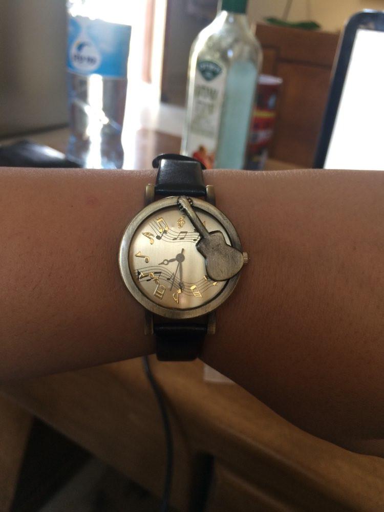 Guitar Retro Stave Dial Analog Leather Watch - Artistic Pod