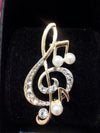 Musical Rhinestone Imitation Pearl Brooch Pin Crystal - Artistic Pod