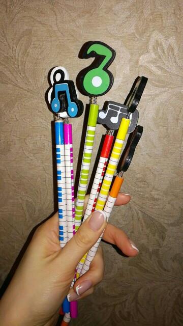FREE - 6 Pcs / Music Notes Wooden 2B Pencil - Artistic Pod