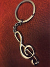 New Key Chain Ring Silver Plated Musical Note