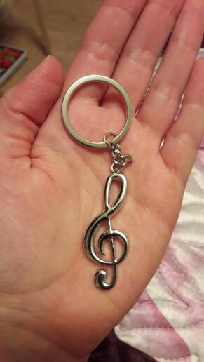 New Key Chain Ring Silver Plated Musical Note
