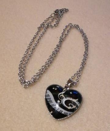 Piano Heart Necklace