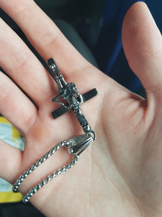 Guitar Skull Cross Necklace