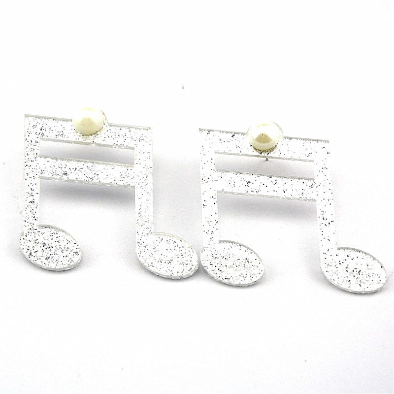 Music Notes Beige Pearls Earrings