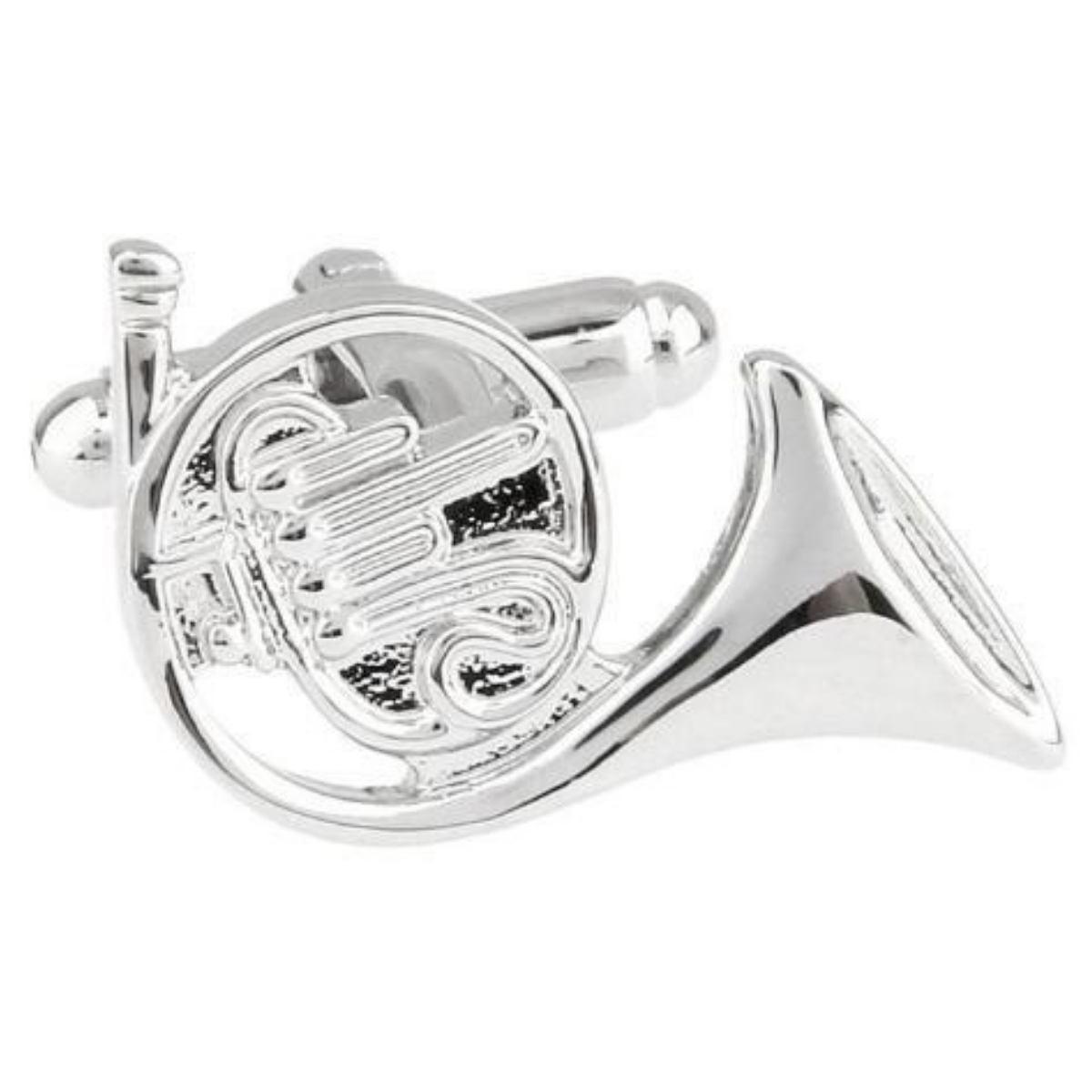 Silver French Horn Cufflink
