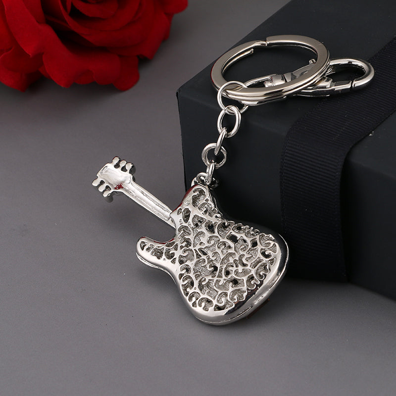 Unique Guitar Rhinestone Keychain