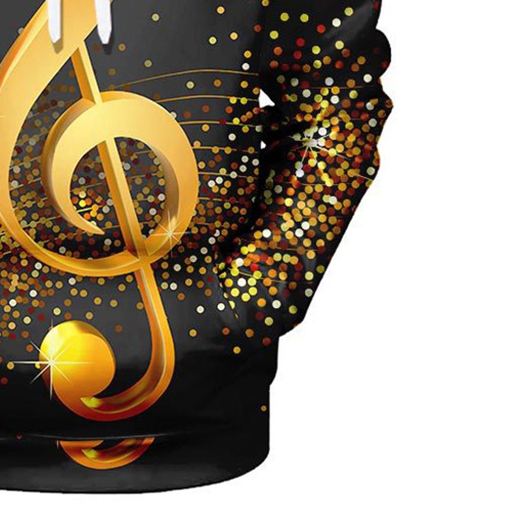 Gold Treble Clef Print Hoodie