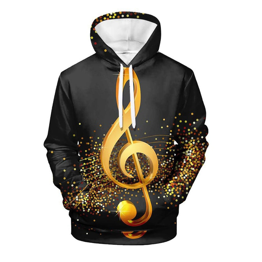 Gold Treble Clef Print Hoodie